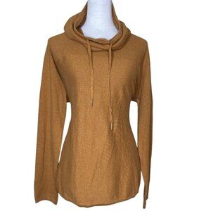 Cynthia Rowley Cotton Active Copper Cowl Neck Waffle Knit Sweater Top